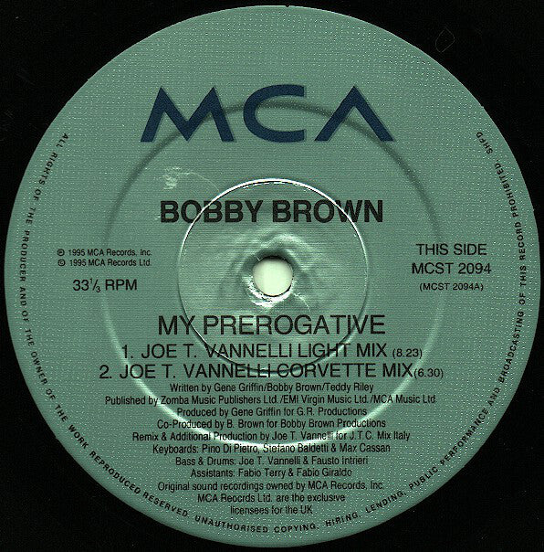 Bobby Brown : My Prerogative (The Joe T. Vannelli Mixes) (12")