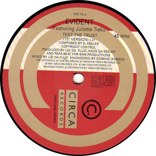 Evident Featuring Juliette Tieku : Test The Trust (12")