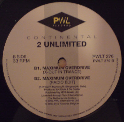 2 Unlimited : Maximum Overdrive (12", Single)