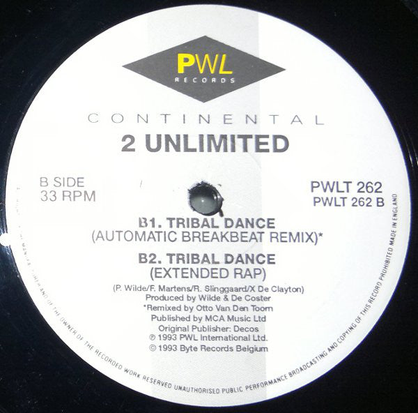 2 Unlimited : Tribal Dance (12", Single)
