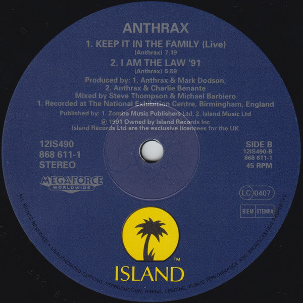 Anthrax : Bring The Noise (12", Single)