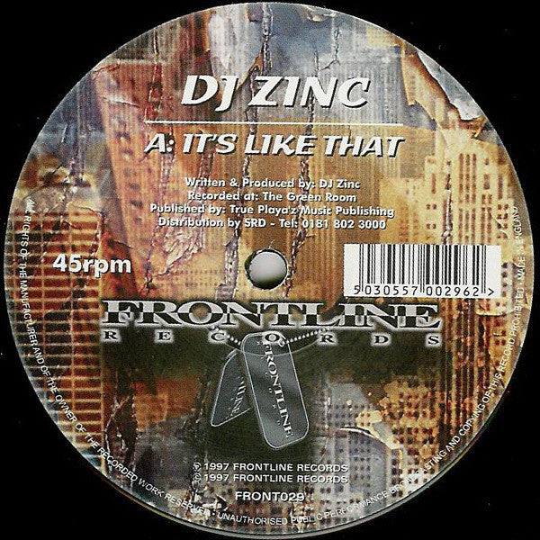 DJ Zinc : It's Like That / Oasis (12")