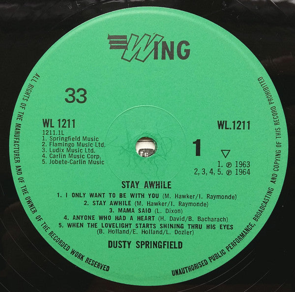 Dusty Springfield : Stay Awhile (LP, Album, RE)