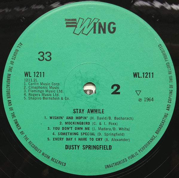 Dusty Springfield : Stay Awhile (LP, Album, RE)