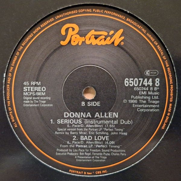 Donna Allen : Serious (Delirious Mix) (12")