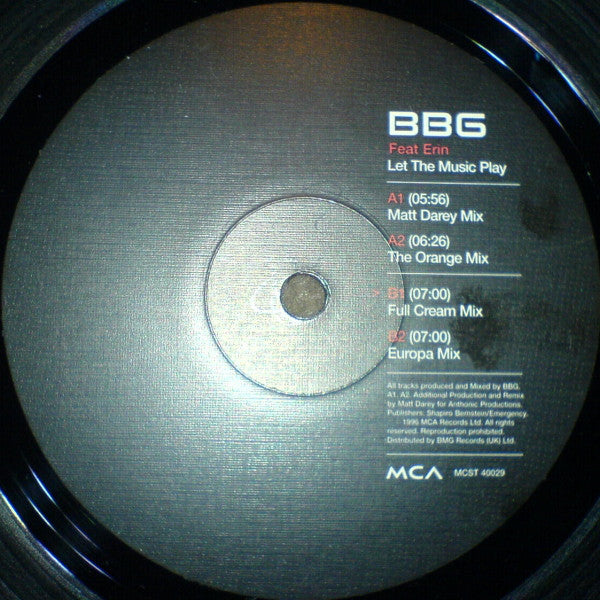 BBG Feat. Erin Lordan : Let The Music Play (12")