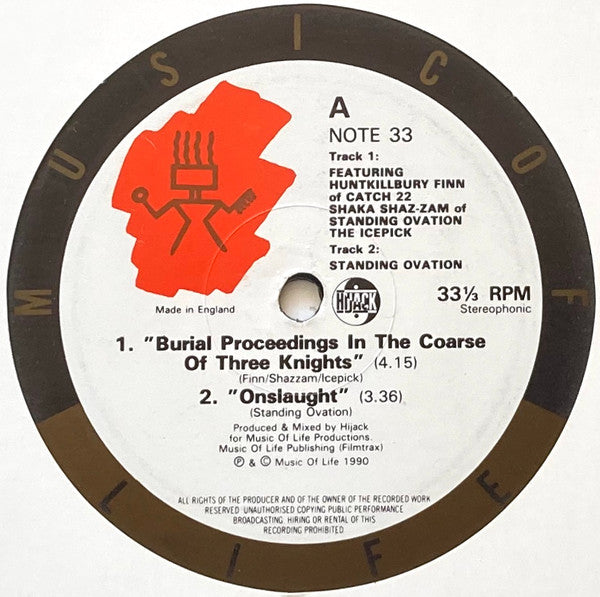 The 3 Knights / Standing Ovation : Burial Proceedings In The Coarse Of Three Knights / Onslaught (12")