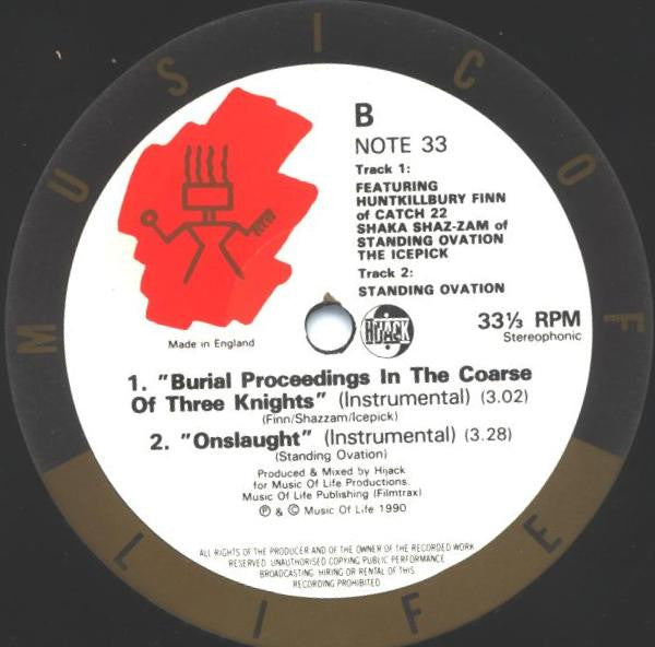 The 3 Knights / Standing Ovation : Burial Proceedings In The Coarse Of Three Knights / Onslaught (12")