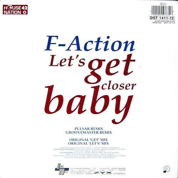 F-Action : Let's Get Closer Baby ('96 Remixes) (12", Maxi)