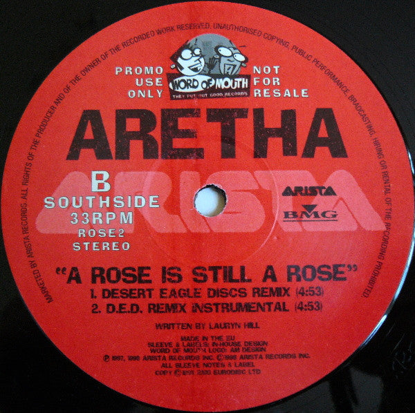 Aretha Franklin : A Rose Is Still A Rose (12", Promo)